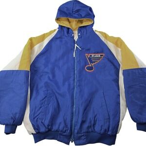 St. Louis Blues Jacket Mens XL Blue NHL Hockey Hooded Quilted Lined UNK